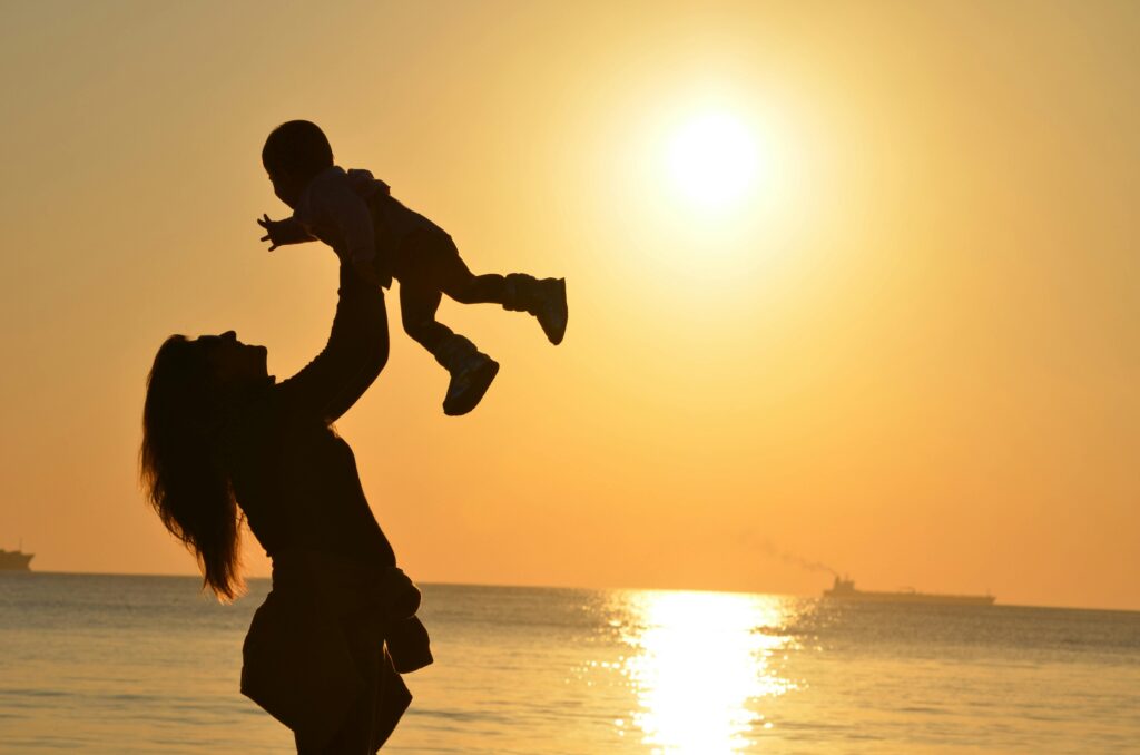 Happy people by the beach